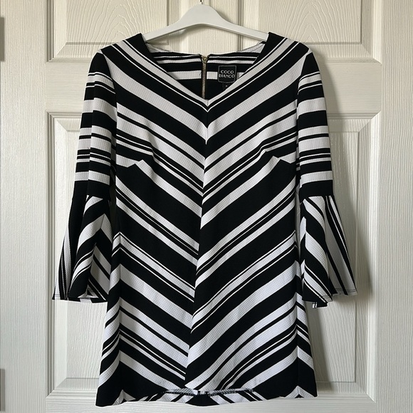 Coco Bianco Black and White Striped Blouse Size M - Picture 1 of 10